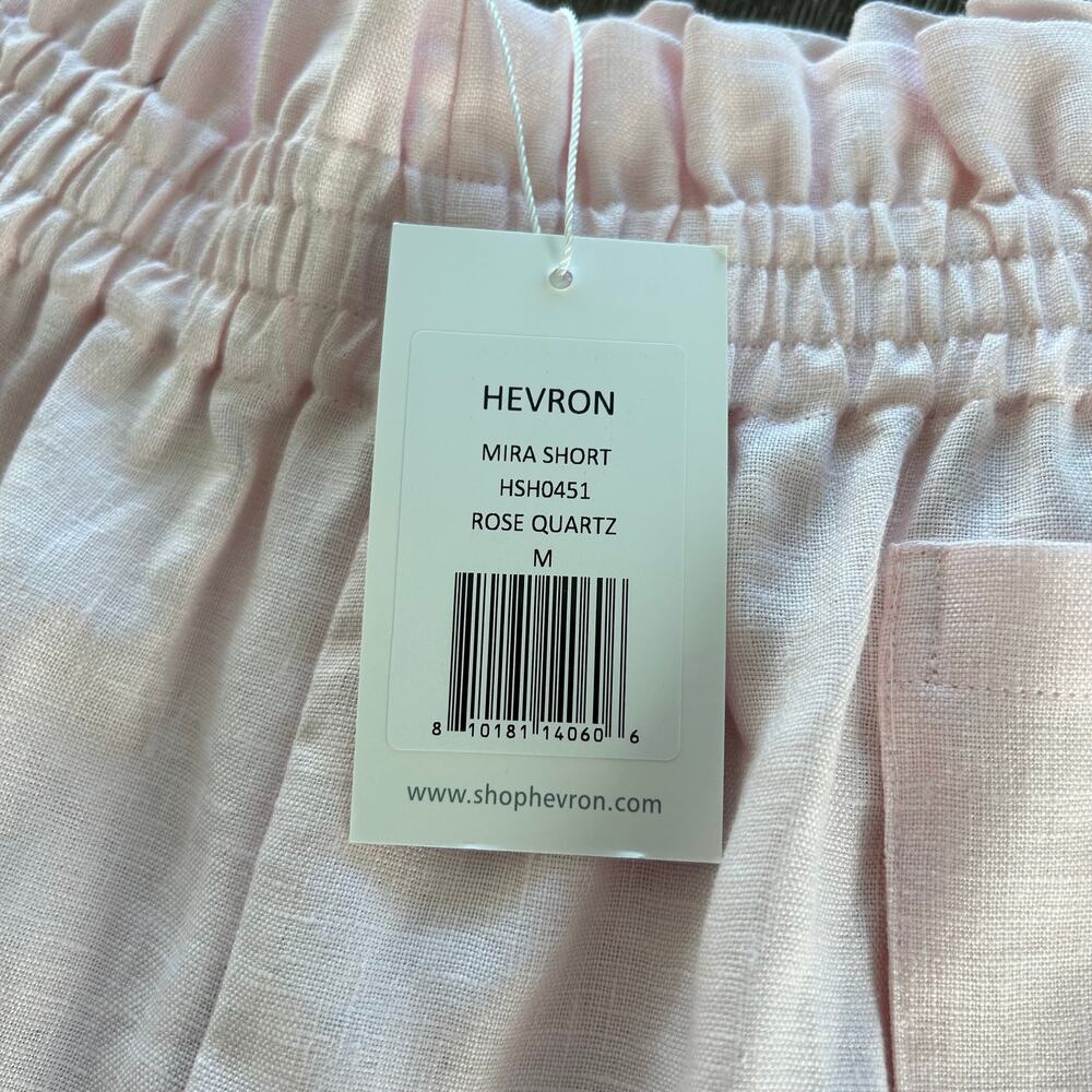 Hevron Mira Linen Shorts Rose Quartz Pink High Rise Pocket Sz M NWT - Picture 10 of 16